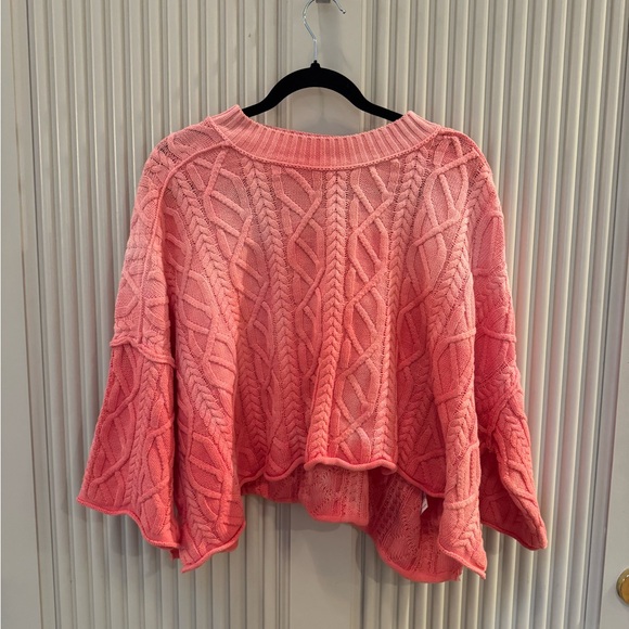 Free People Vibrant Pink Cable Knit Sweater Small - Picture 6 of 7